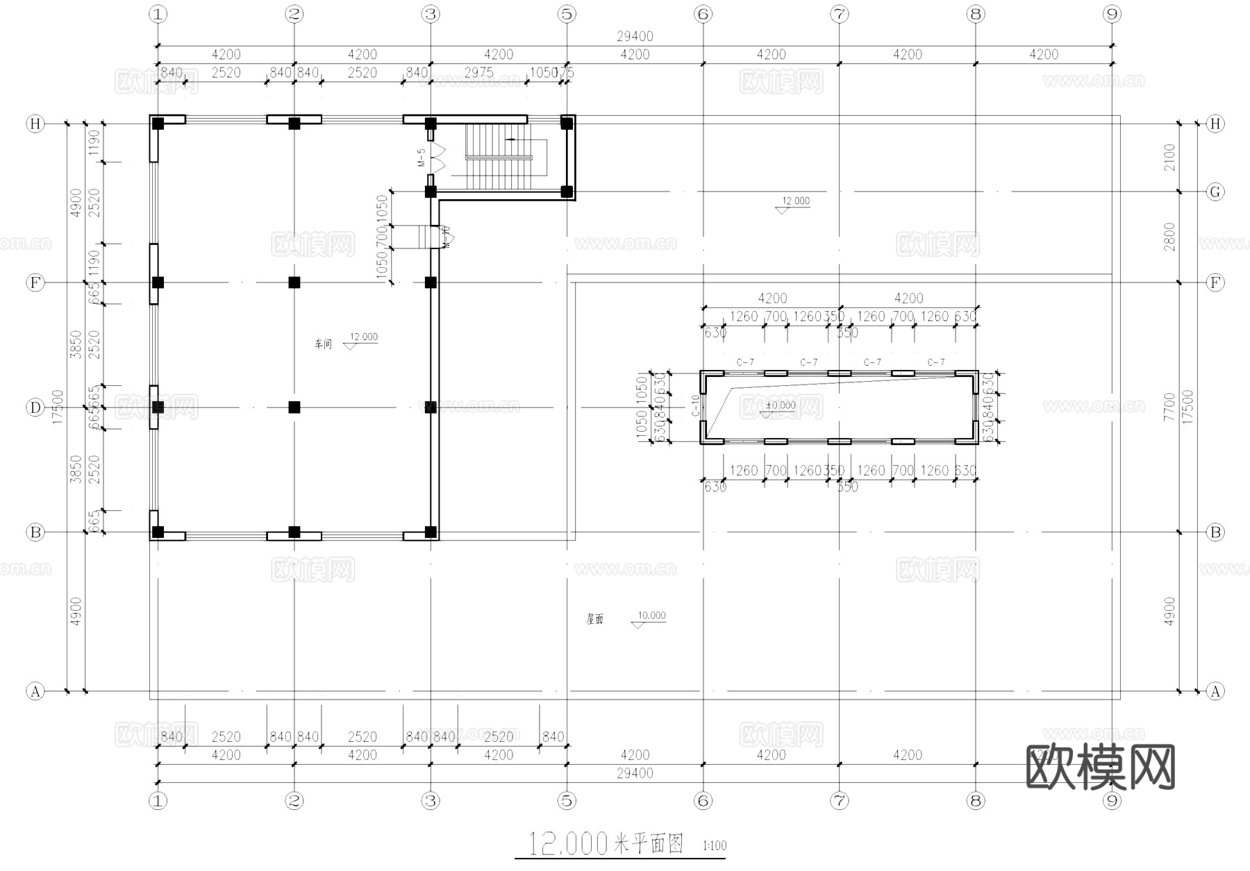 肥料厂车间工业建筑CAD施工图cad施工图