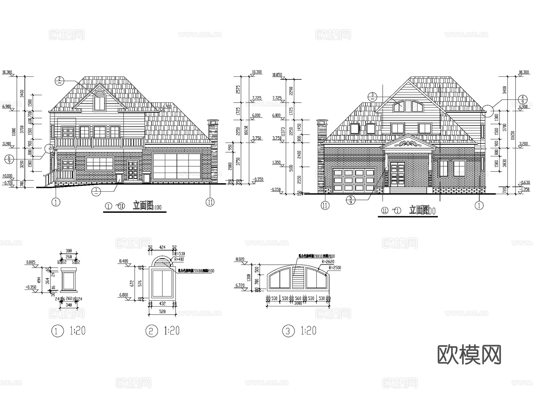 万安秀水山庄欧式别墅建筑CAD施工图cad施工图