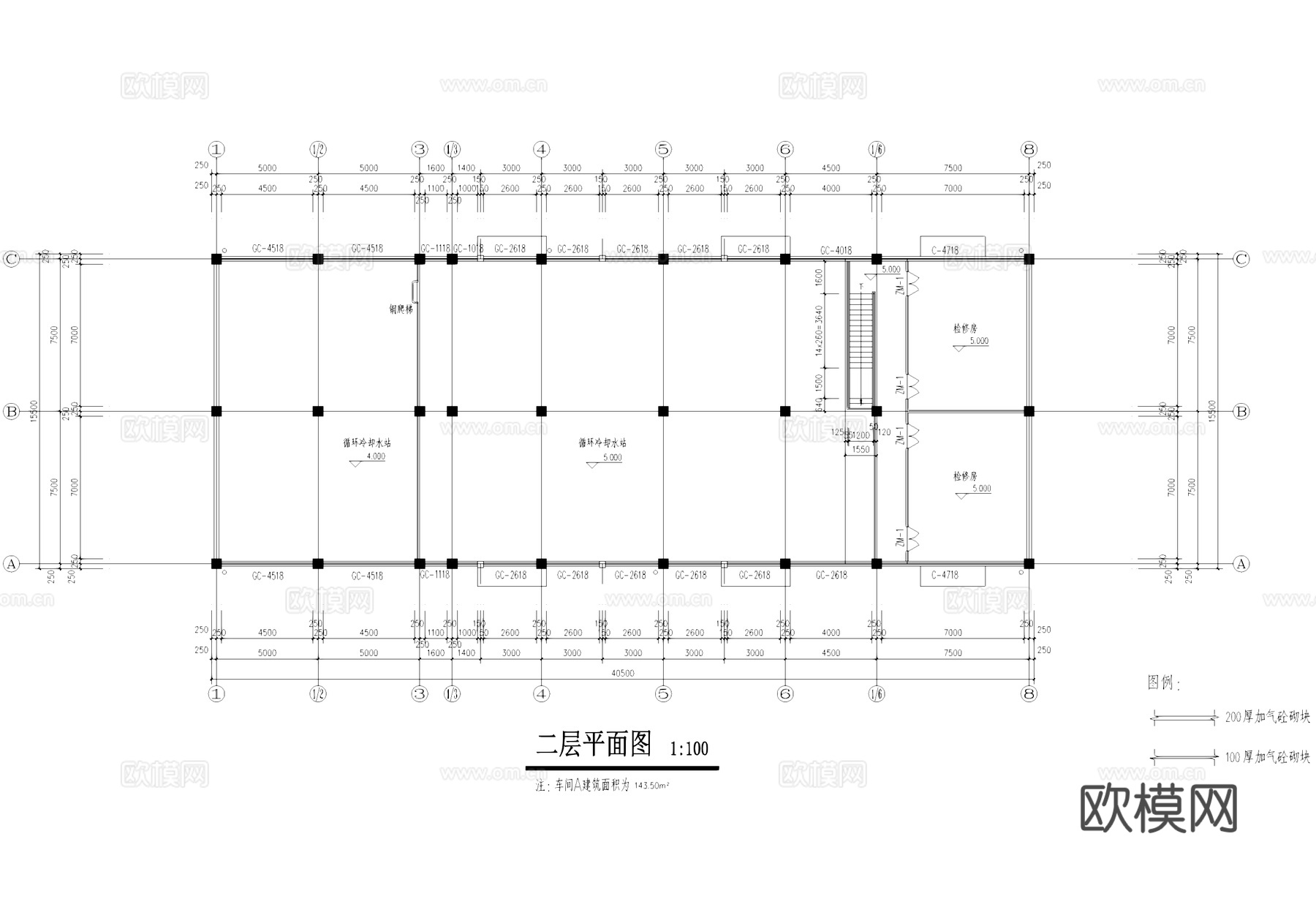 动力车间空压冷冻站循环冷却水站工业建筑CAD施工图集cad施工图