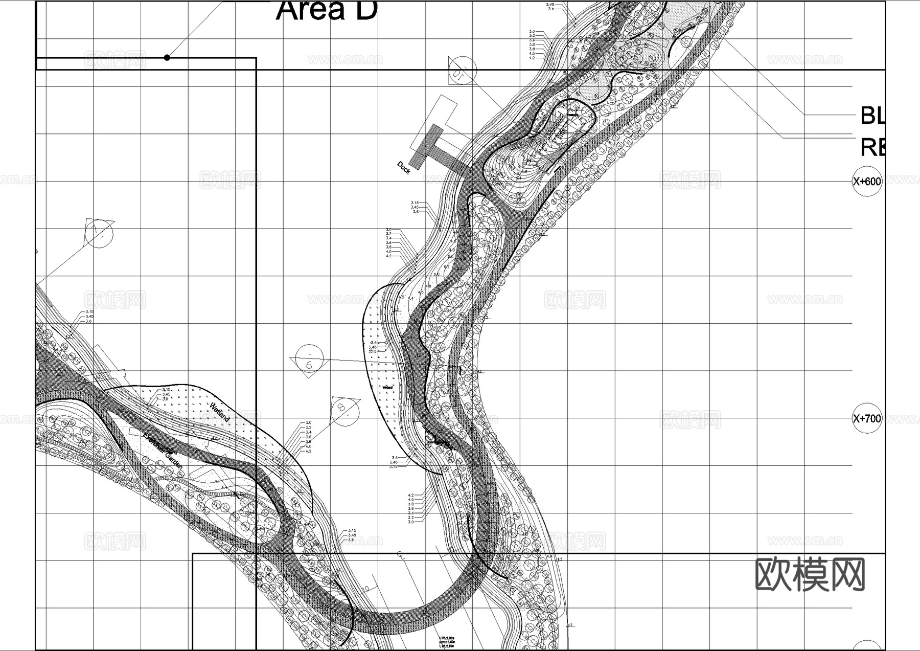 滨水公园湖区规划总平面图cad施工图
