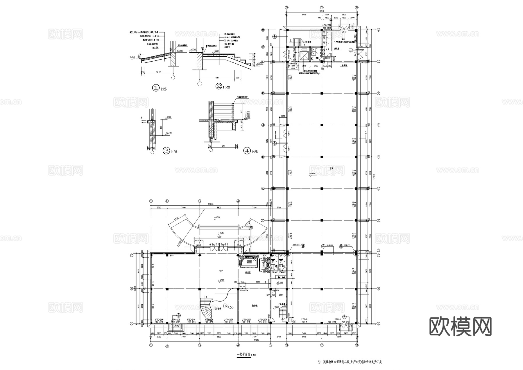 医用器械厂五层车间办公厂房工业建筑CAD施工图cad施工图