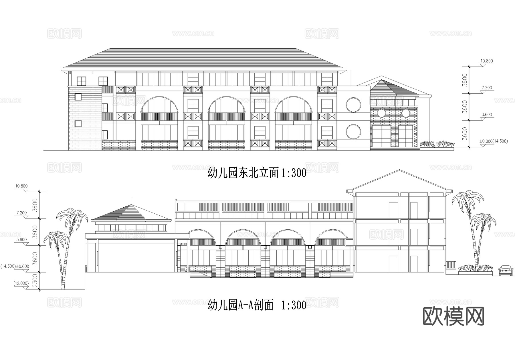 幼儿园建筑 三层托儿所cad施工图