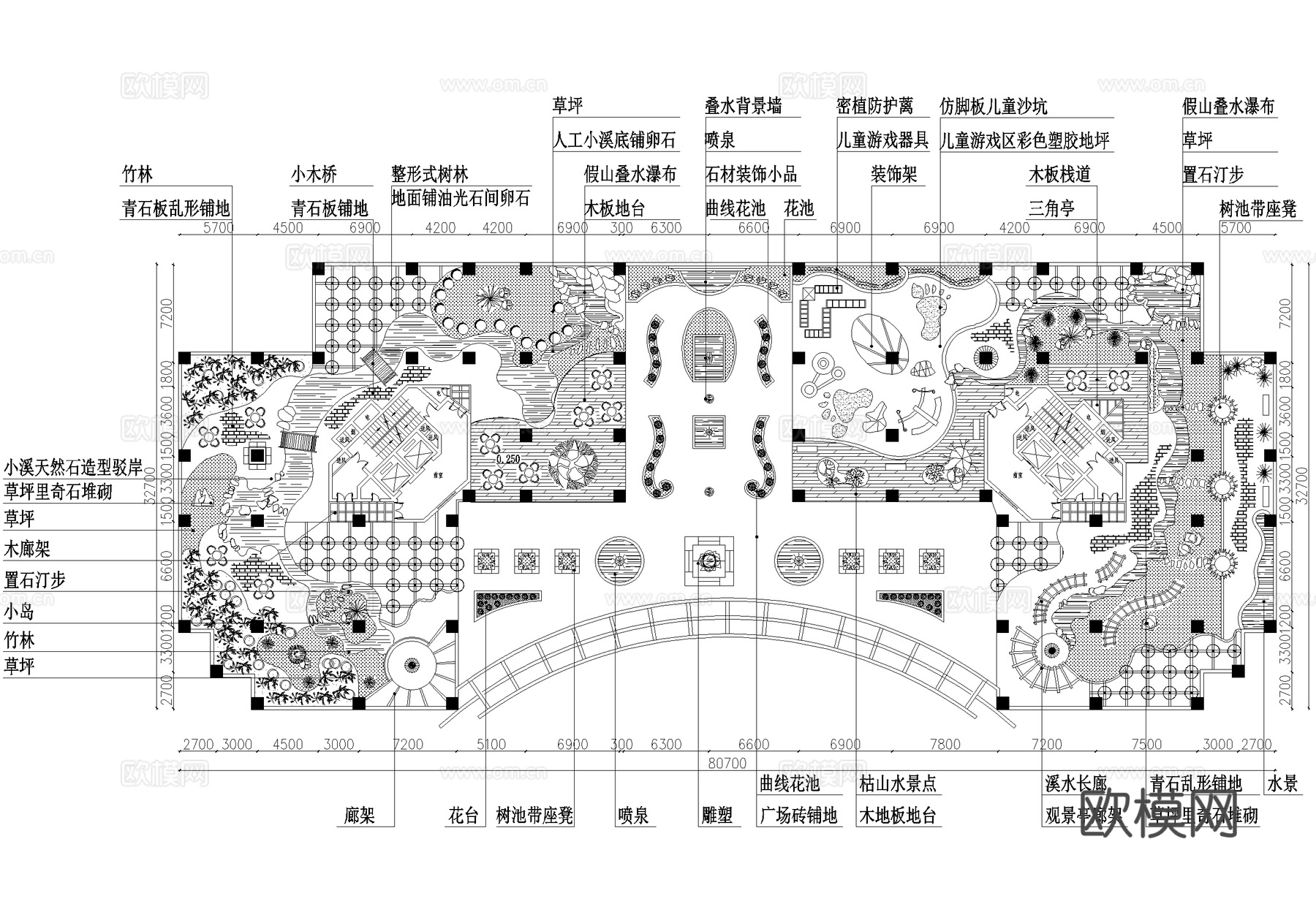 屋顶花园 平面图cad施工图