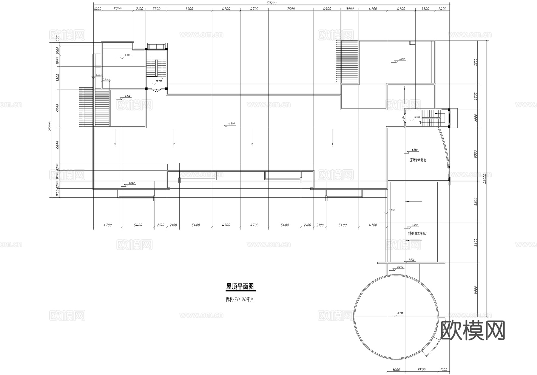 幼儿园建筑 平面图 三层托儿所cad施工图