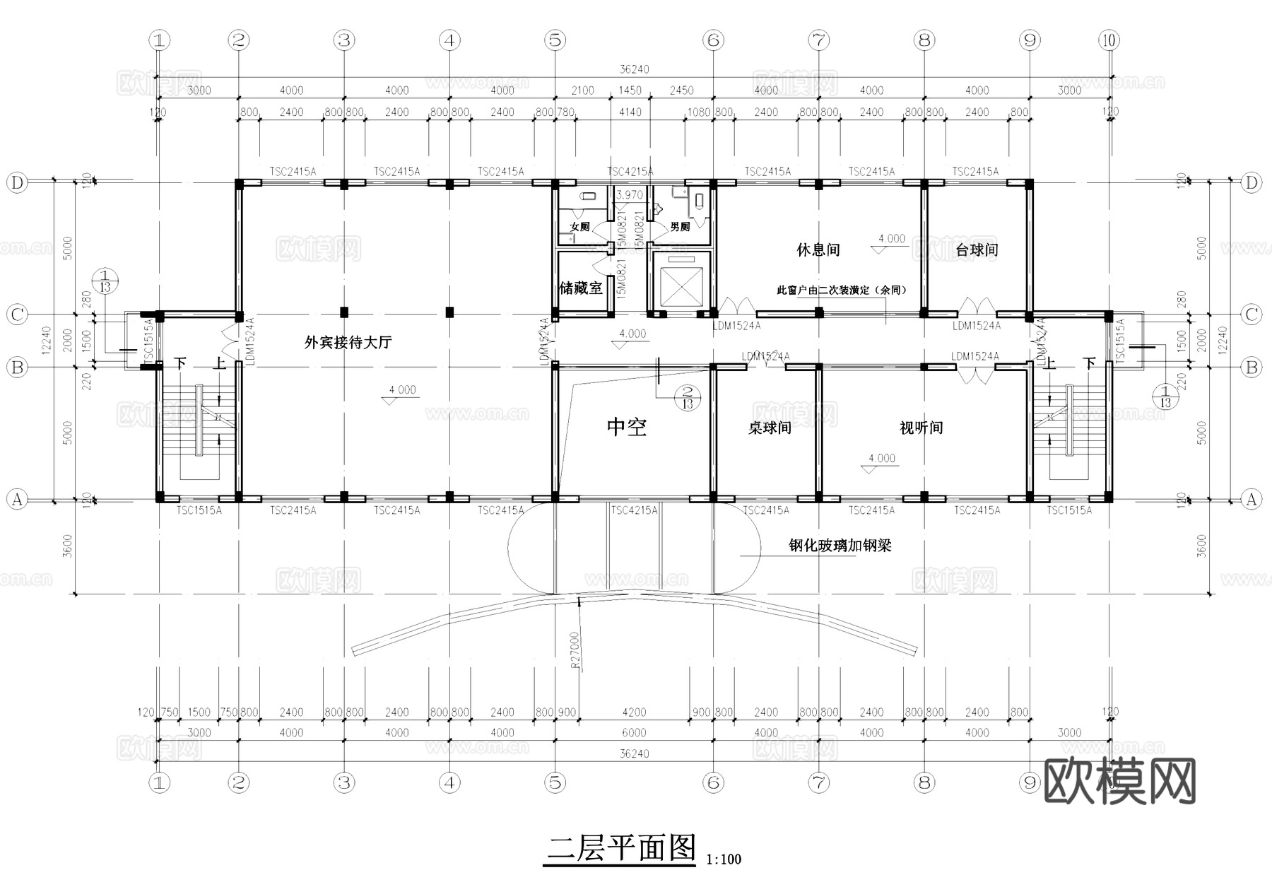 厂区办公楼建筑CAD施工图cad施工图