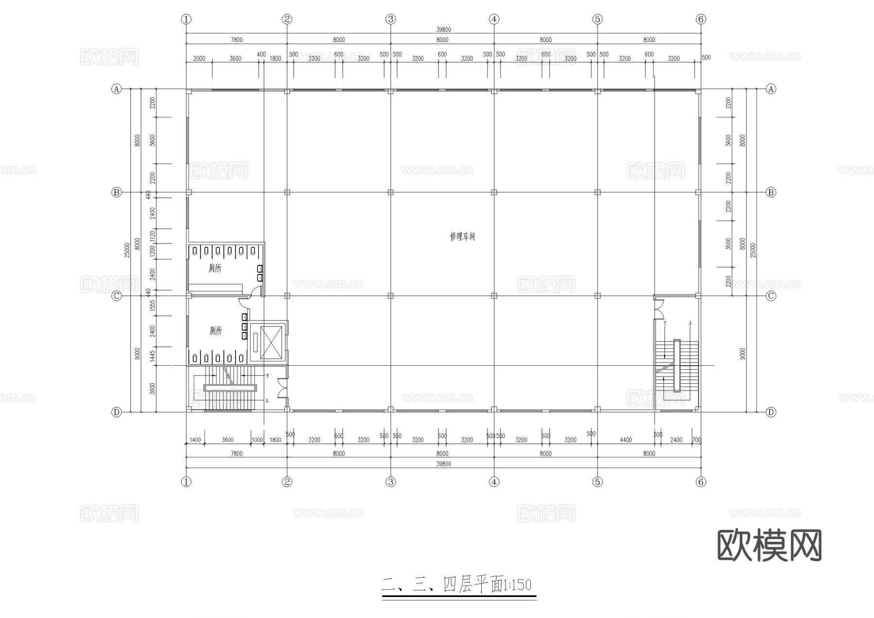 工业车间及修理车间建筑CAD施工图cad施工图