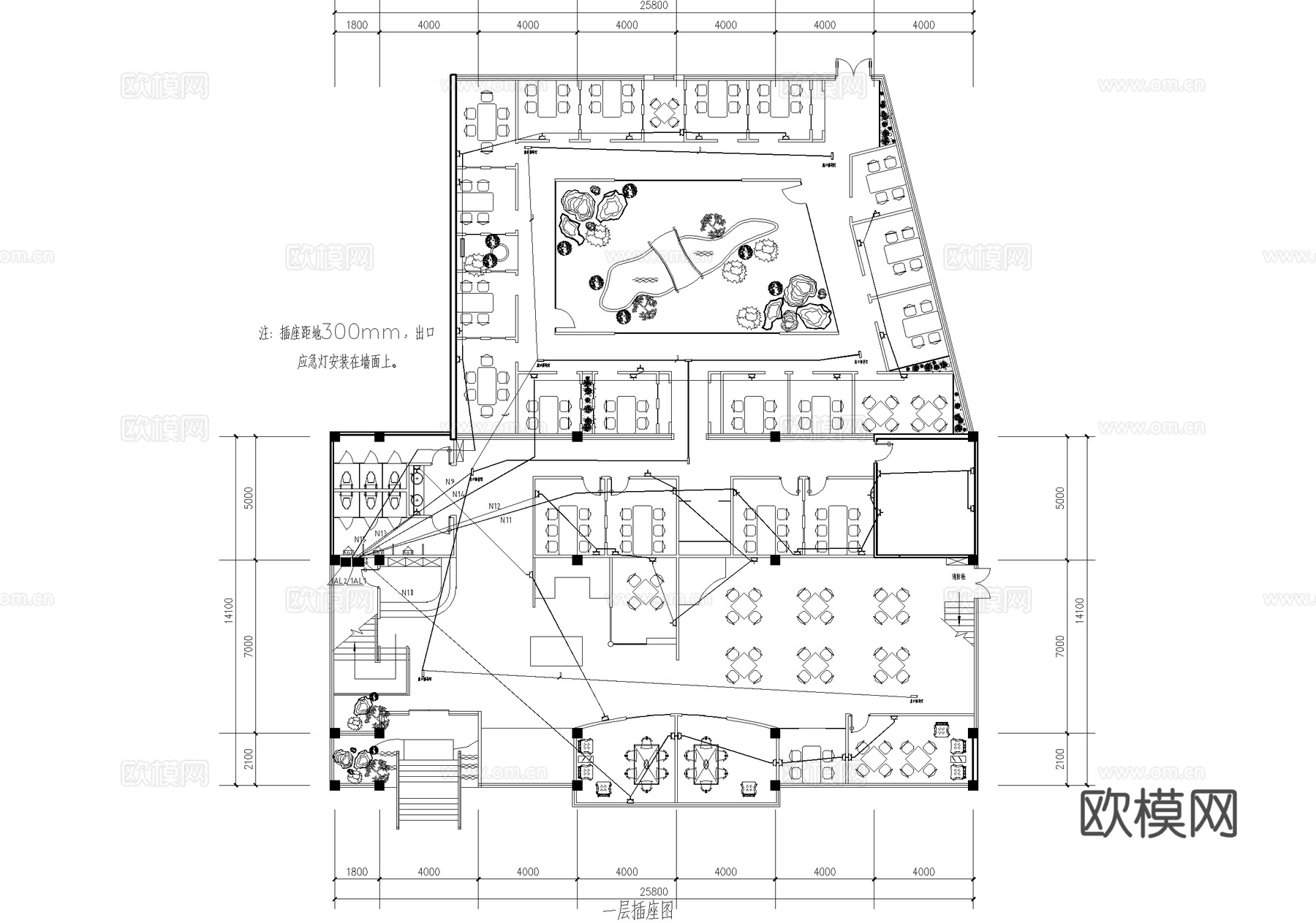 茶馆 二层茶室茶吧会所 茶楼cad施工图