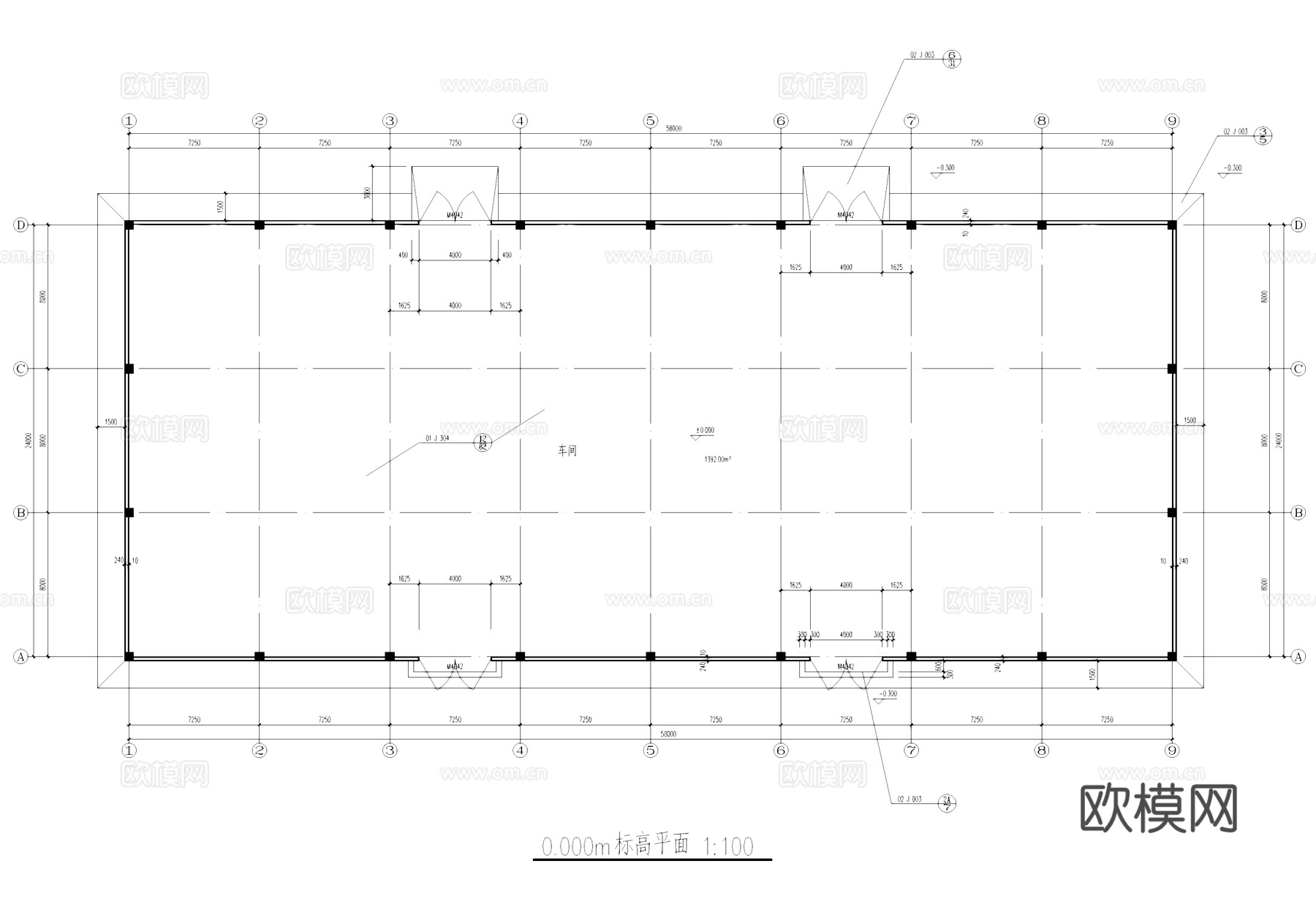 单层车间厂房工业建筑CAD施工图cad施工图cad施工图