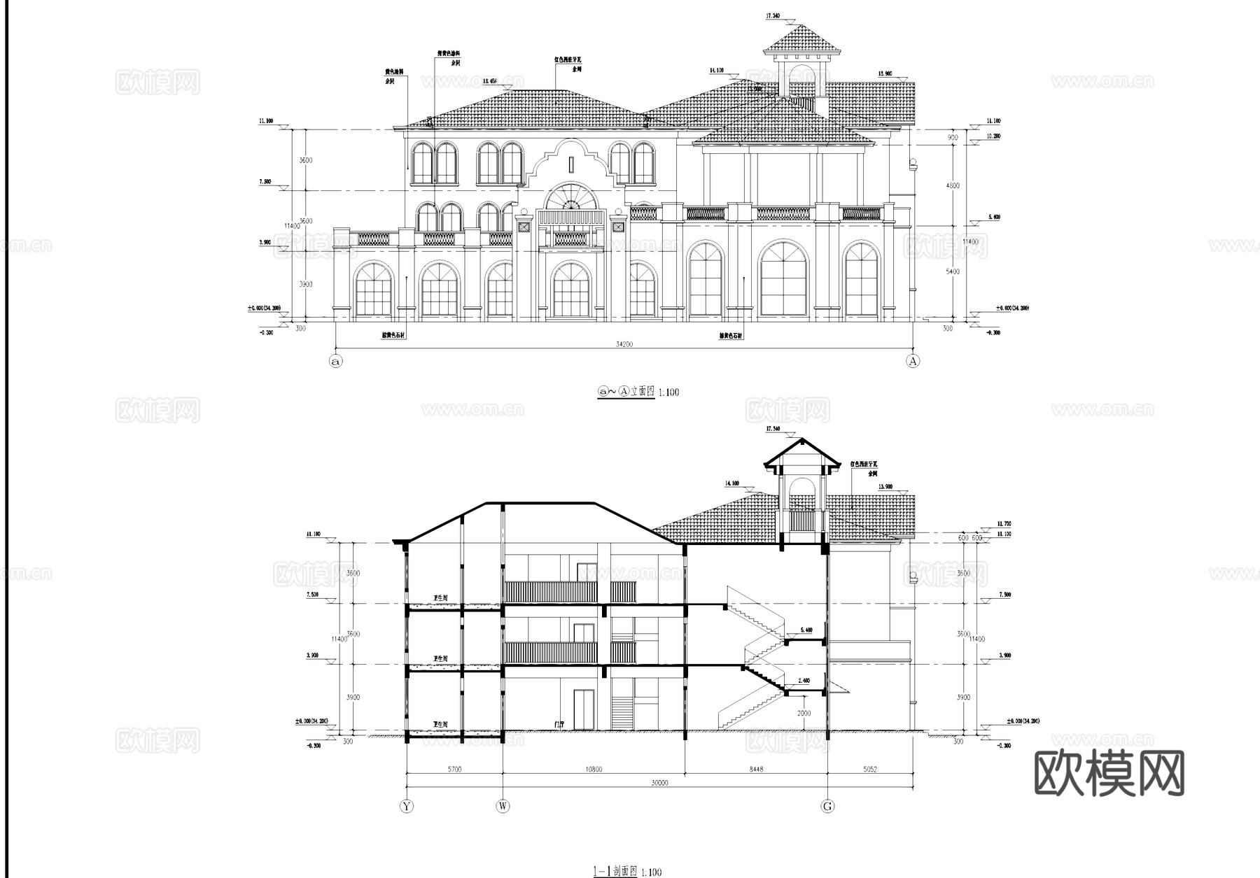 星河国际住宅小区欧式幼儿园建筑CAD施工图整套cad施工图