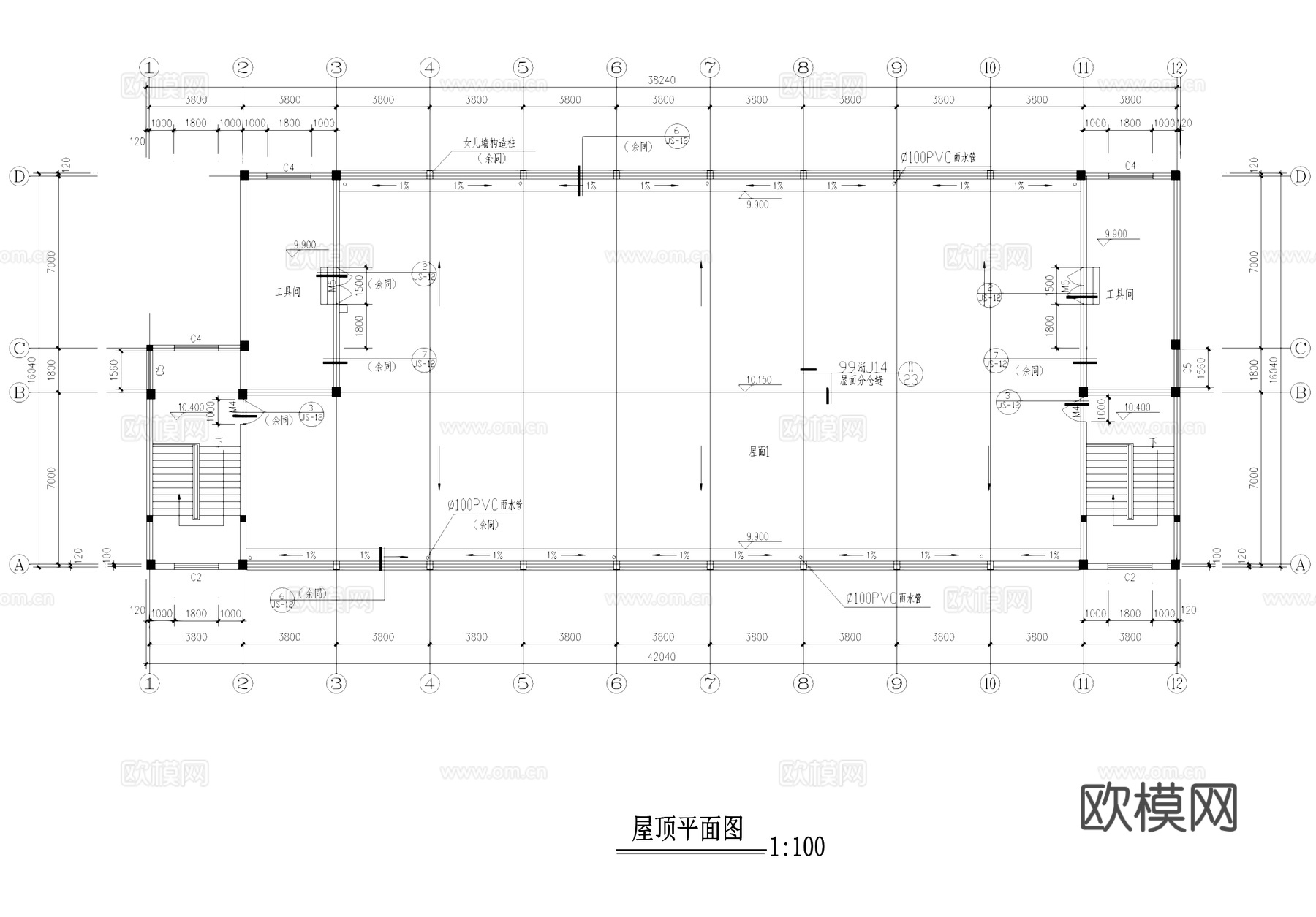 汽车零部件车间办公活动厂房工业建筑CAD施工图cad施工图