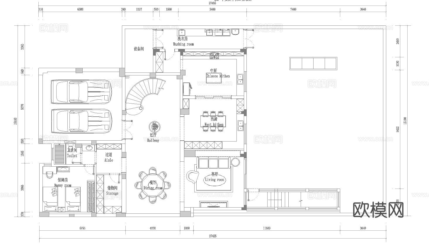 别墅样板间  最新全套施工图设计cad施工图