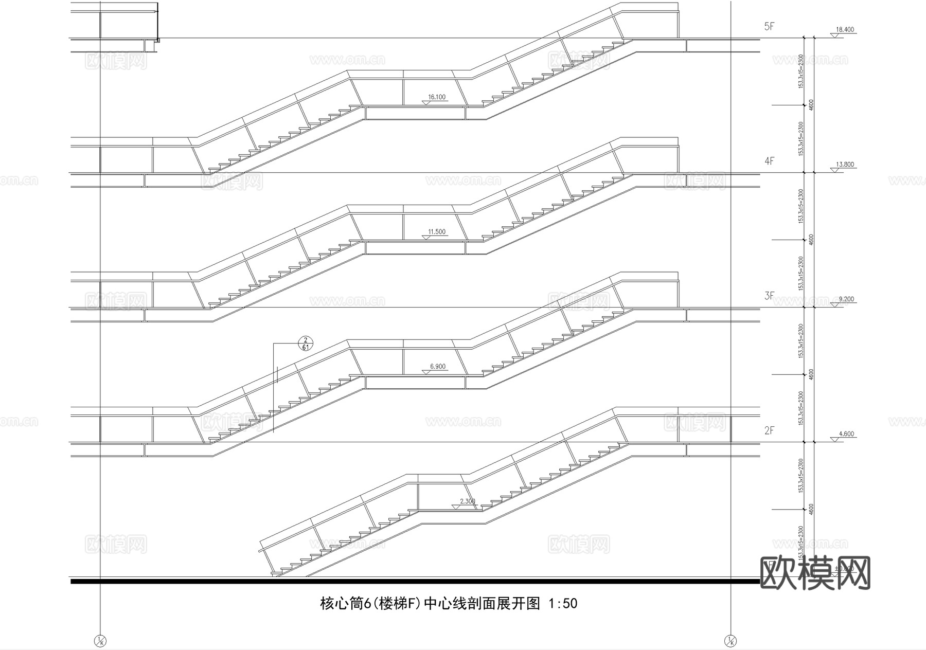 旋转楼梯核心筒节点cad施工图
