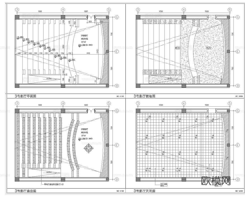 电影院 最新全套施工图设计cad施工图