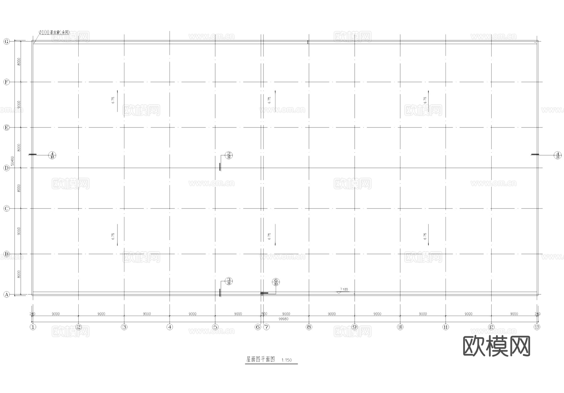 单层纺织厂钢结构车间厂房工业建筑CAD施工图集cad施工图