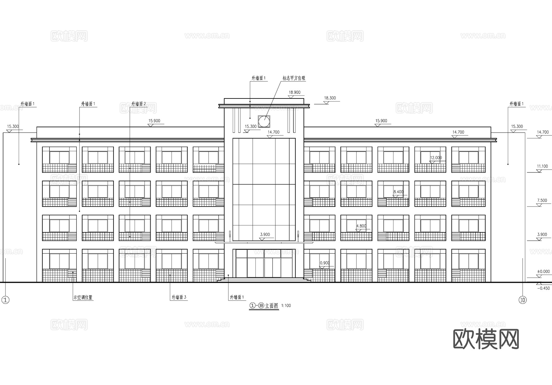 四层工厂综合楼办公楼建筑cad施工图