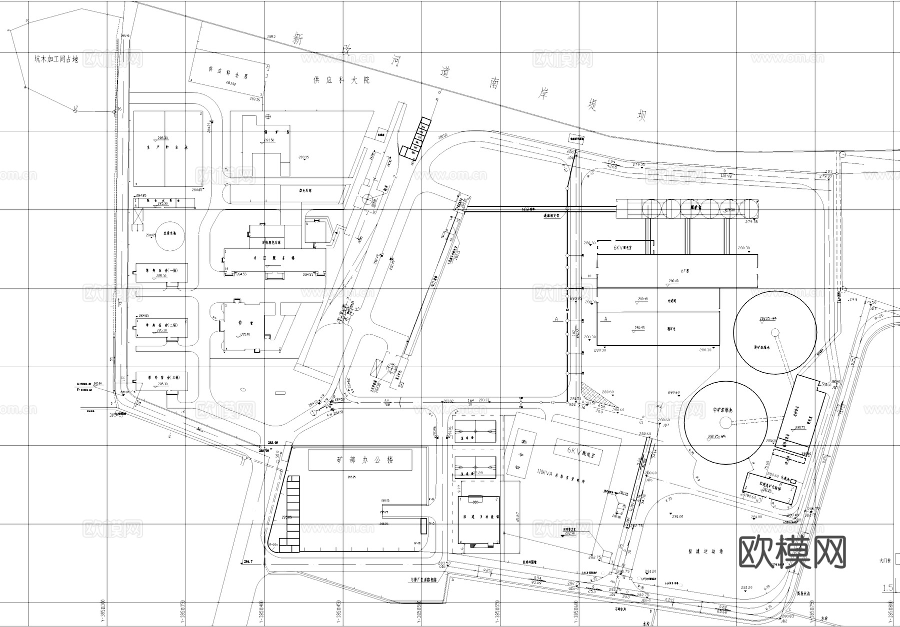 工业矿区铁厂厂房宿舍园区规划总平面CAD施工图cad施工图
