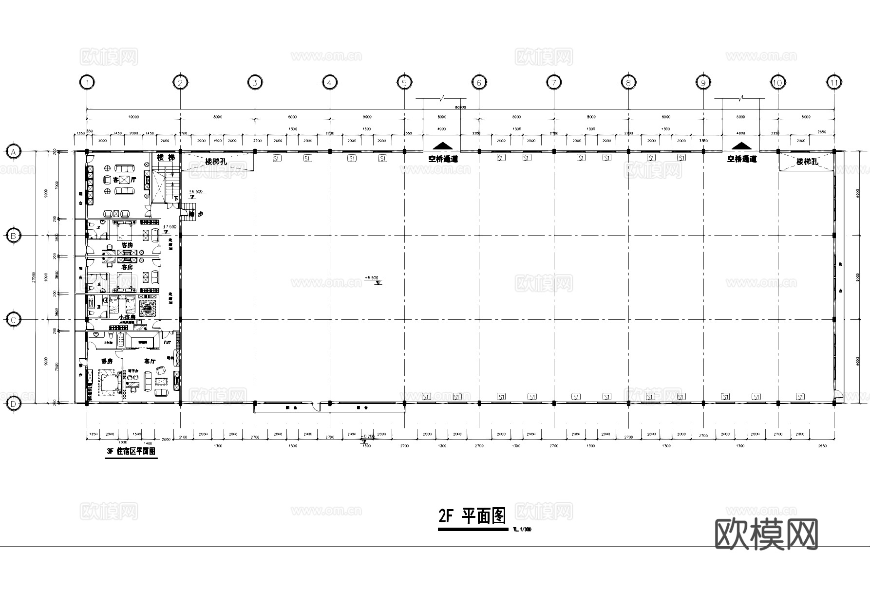 二层工业厂房车间及三层宿舍建筑CAD施工图.zipcad施工图