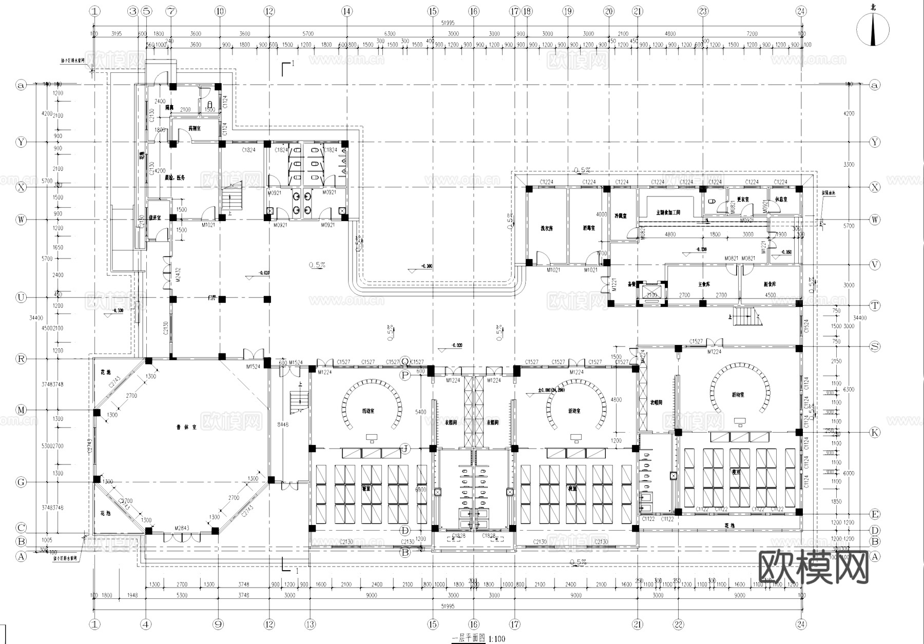 星河国际住宅小区欧式幼儿园建筑CAD施工图整套cad施工图