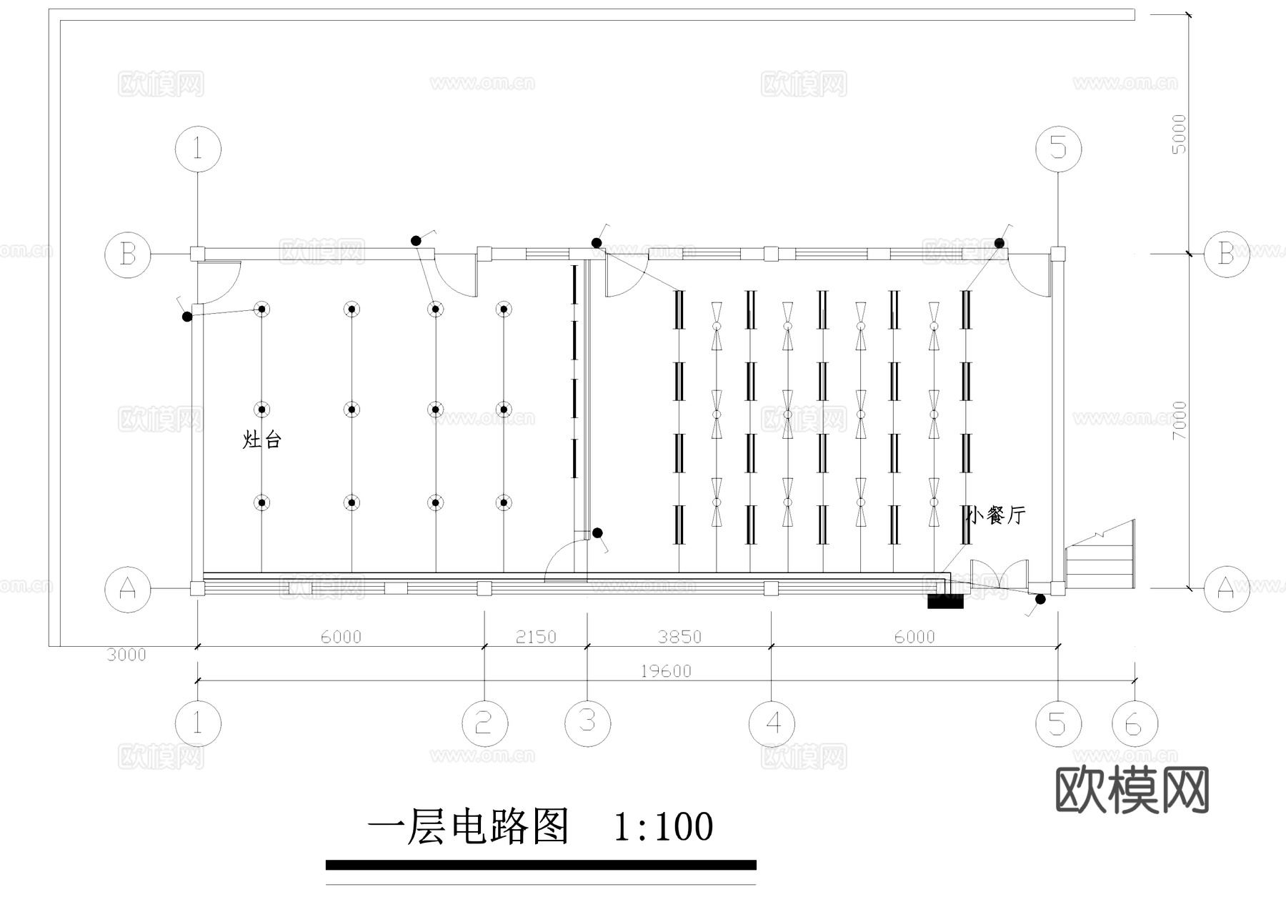 小型食堂餐厅建筑CAD施工图集cad施工图