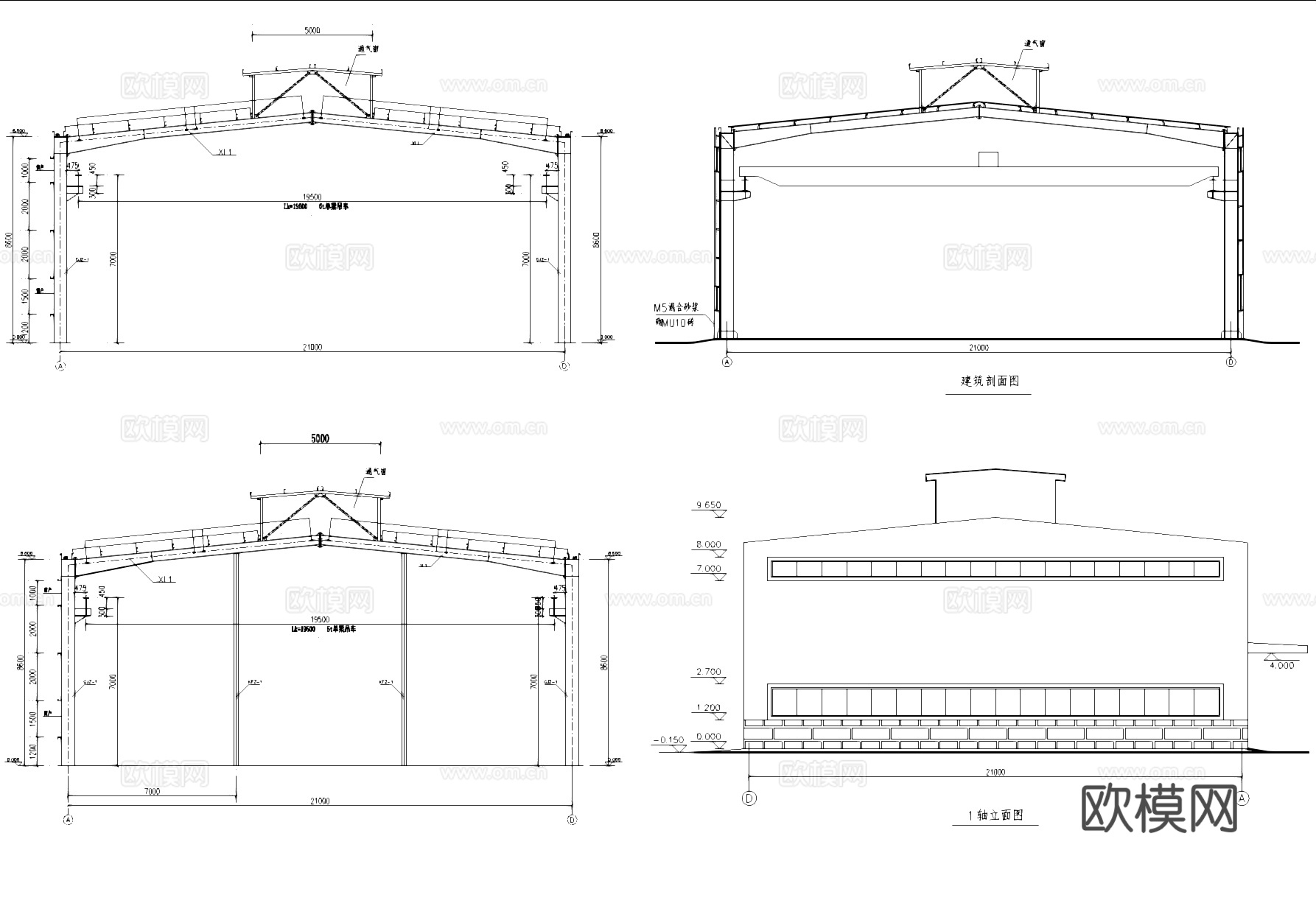 钢结构厂房工业建筑结构CAD施工图cad施工图