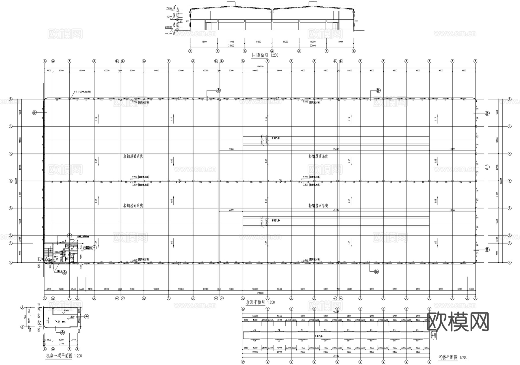 二层车间厂房工业建筑cad施工图