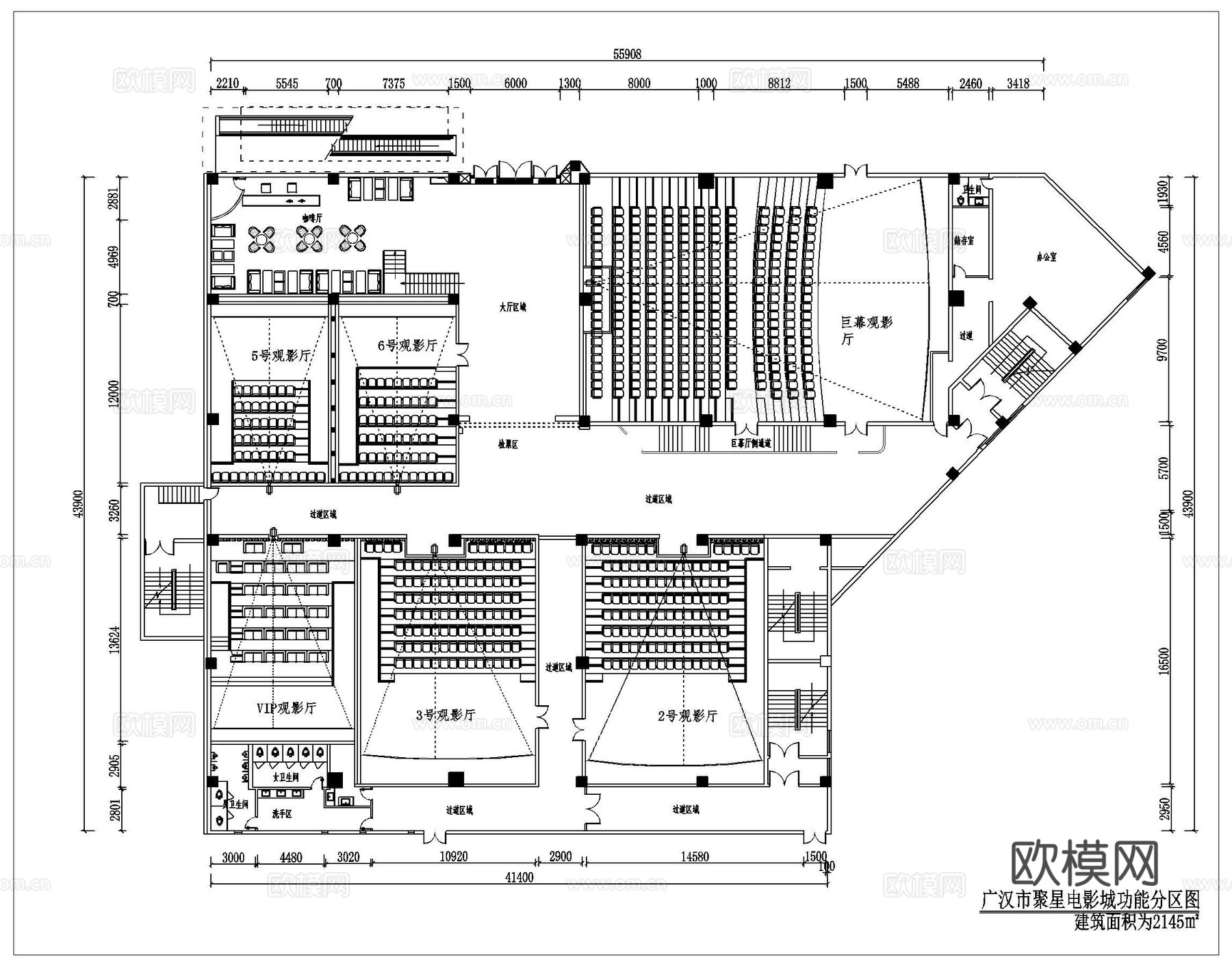 电影院 最新平面施工图设计cad施工图