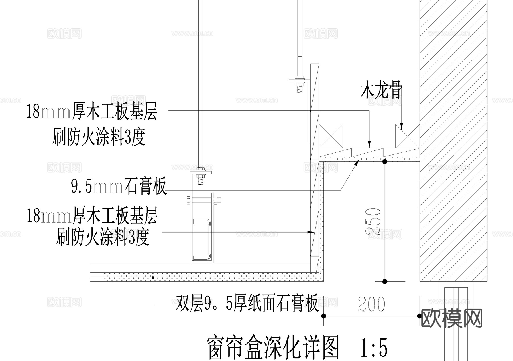 窗帘盒深化详图cad施工图