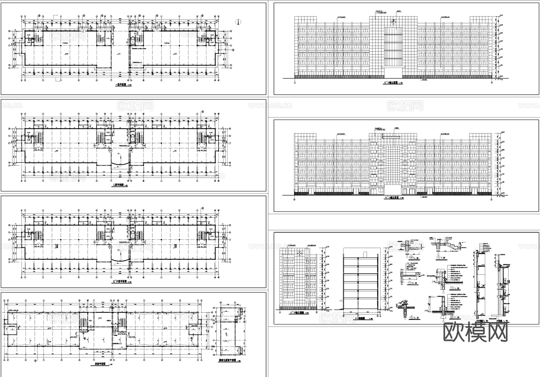 厂区办公楼建筑CAD施工图cad施工图