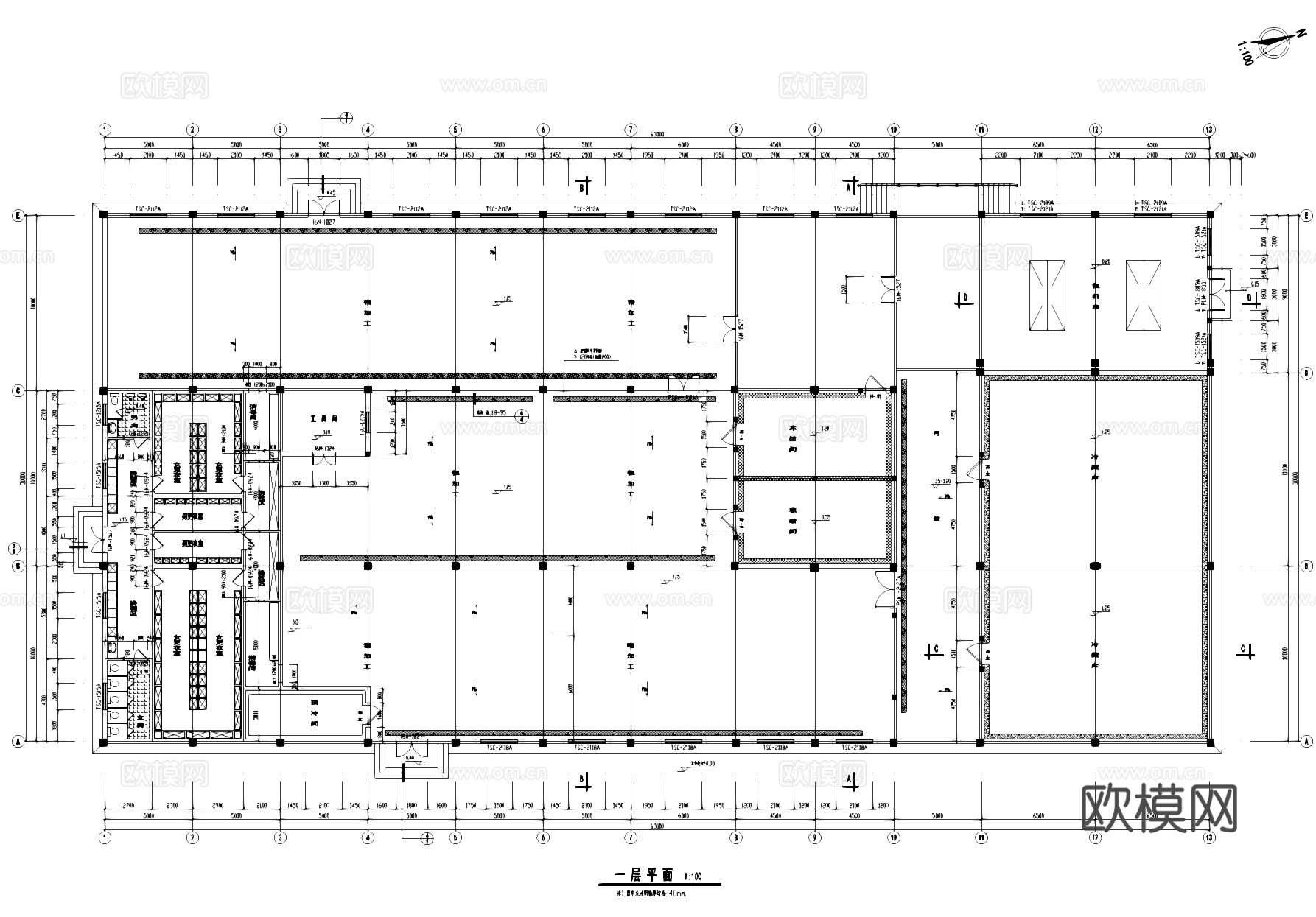 水产公司冷藏库冷冻间工业建筑CAD施工图cad施工图