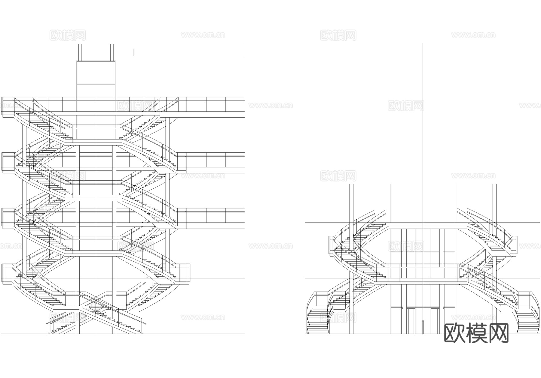 旋转楼梯核心筒节点cad施工图