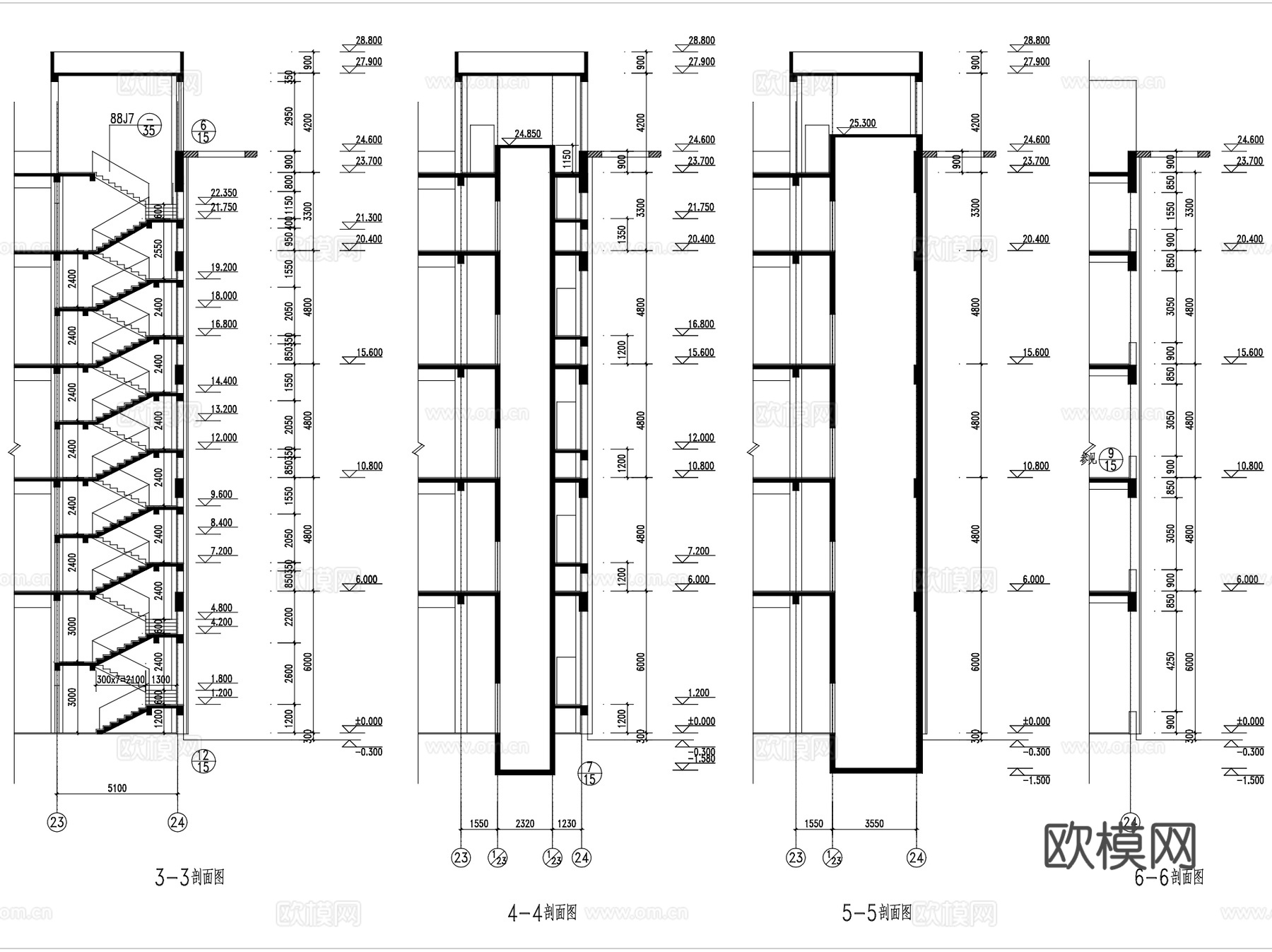 五层框架厂房工业建筑CAD施工图cad施工图