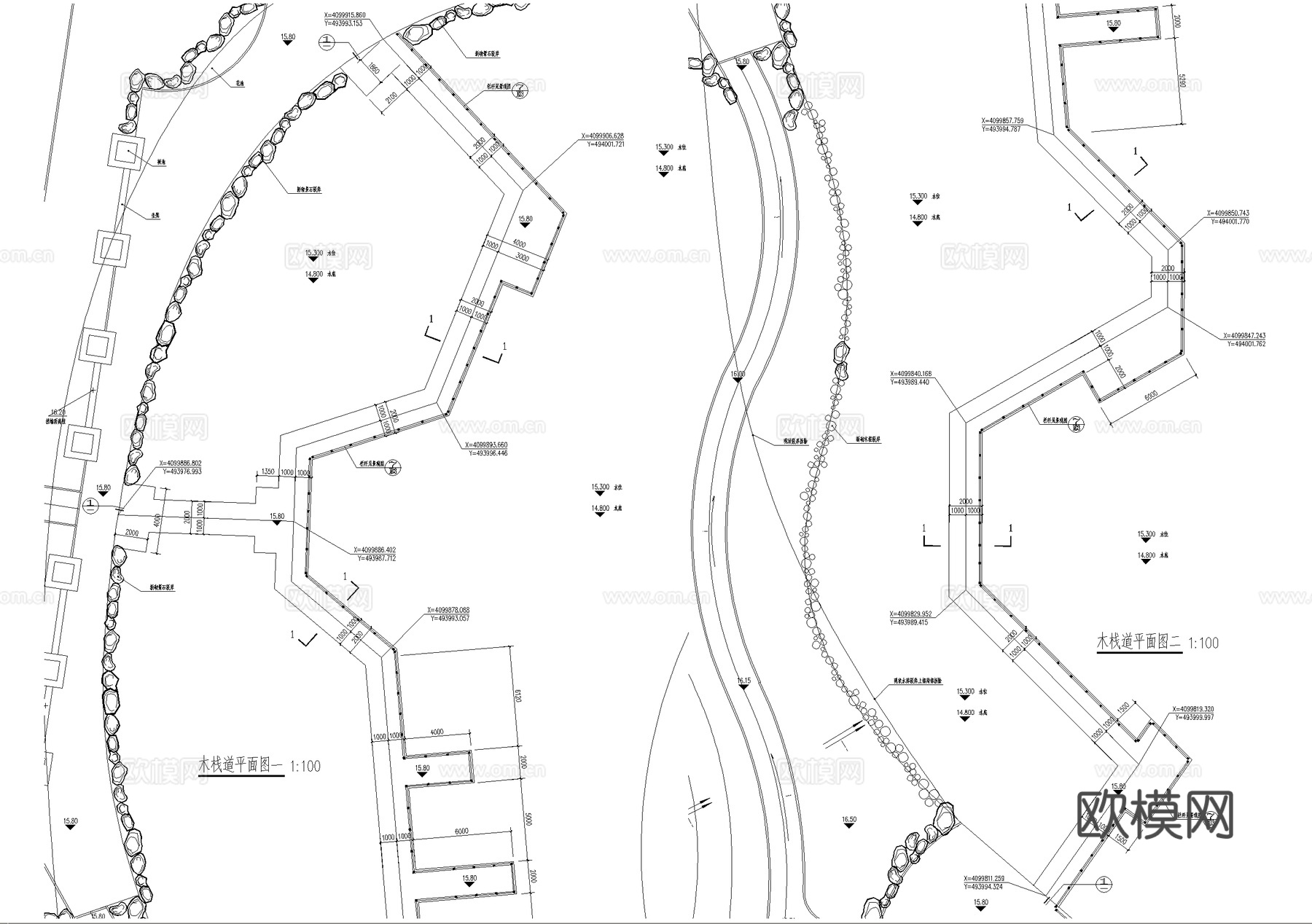 水上木栈道栈桥 结构图cad施工图