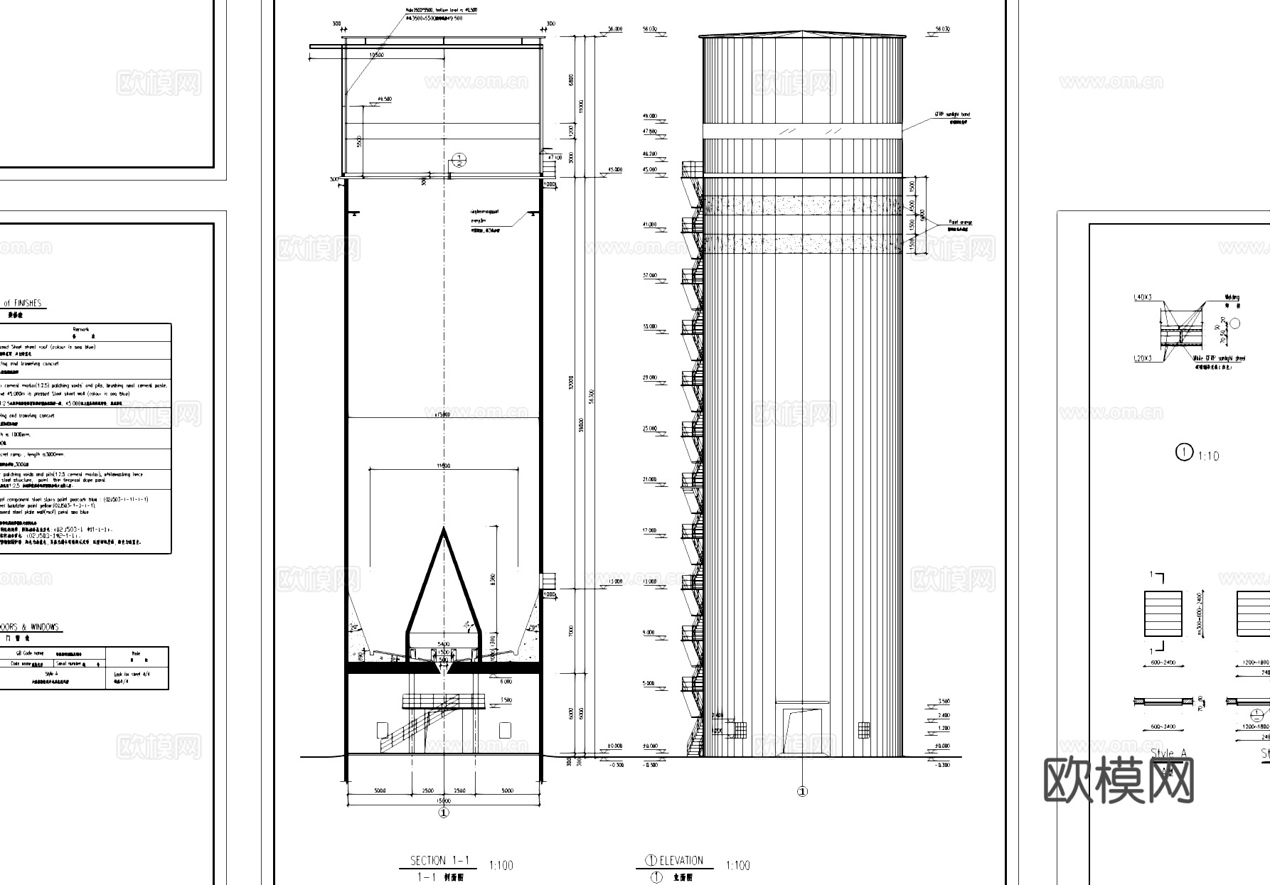 水泥生产粉煤灰储存工业建筑CAD施工图cad施工图