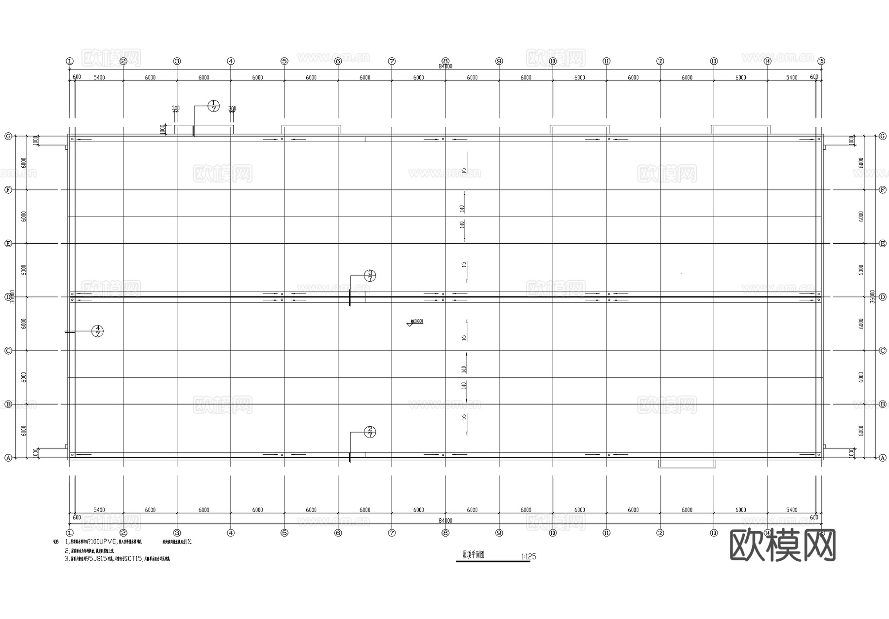 单层金工车间厂房工业建筑CAD施工图cad施工图