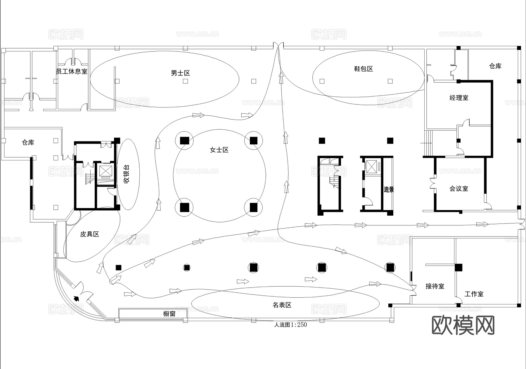 服装店 鞋包手表服饰店cad施工图