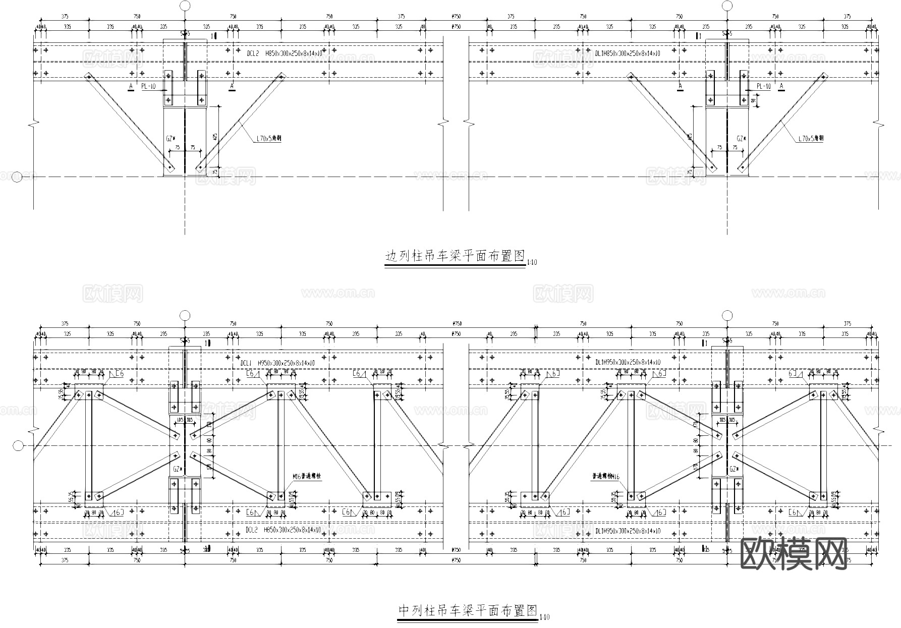 钢结构单层吊车车间仓库厂房工业建筑结构CAD施工图cad施工图