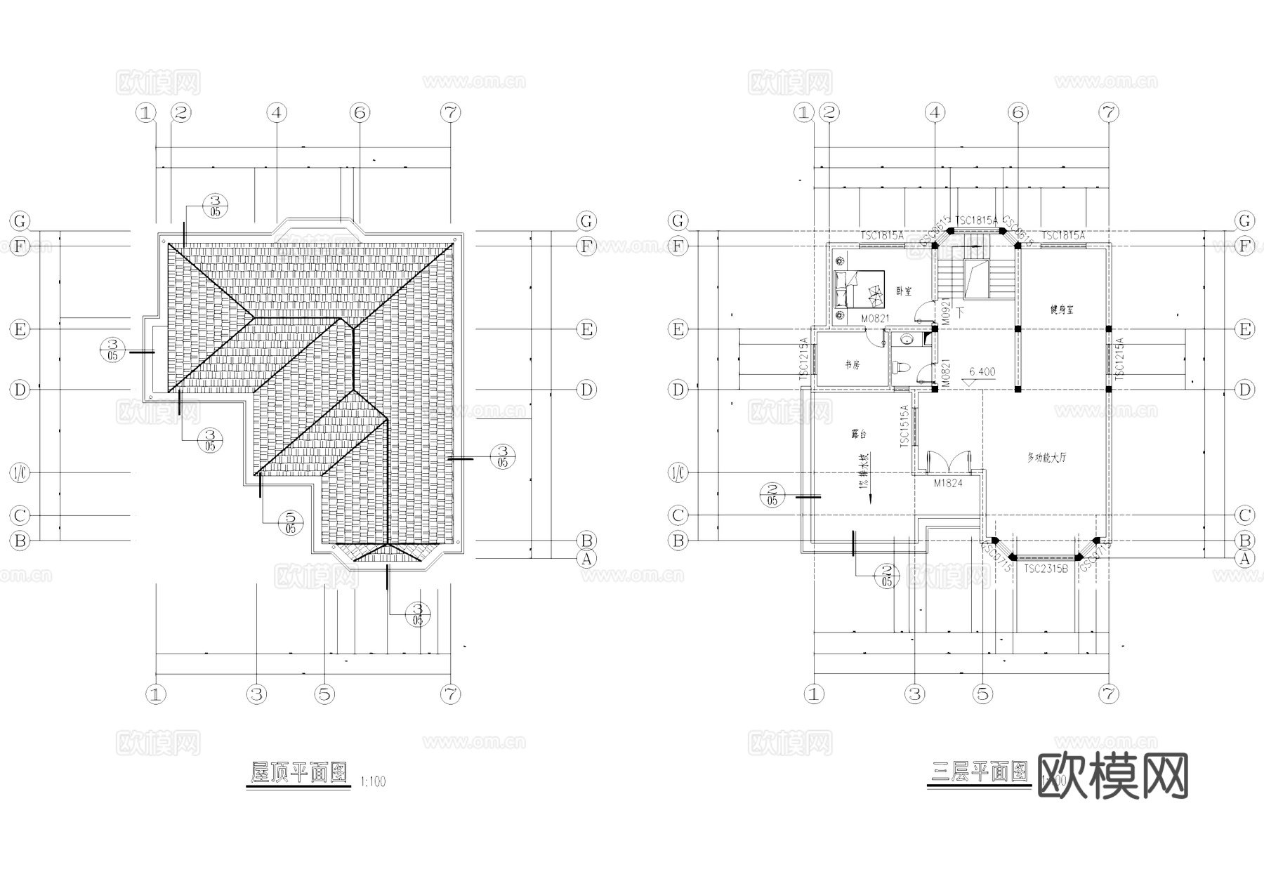 童家淤小区多层别墅建筑结构CAD施工图集cad施工图
