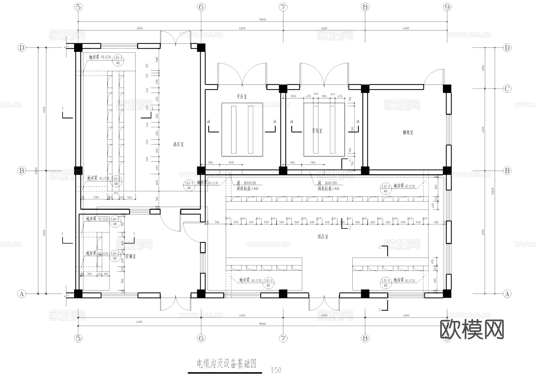 单层机修车间厂房工业建筑CAD施工图cad施工图