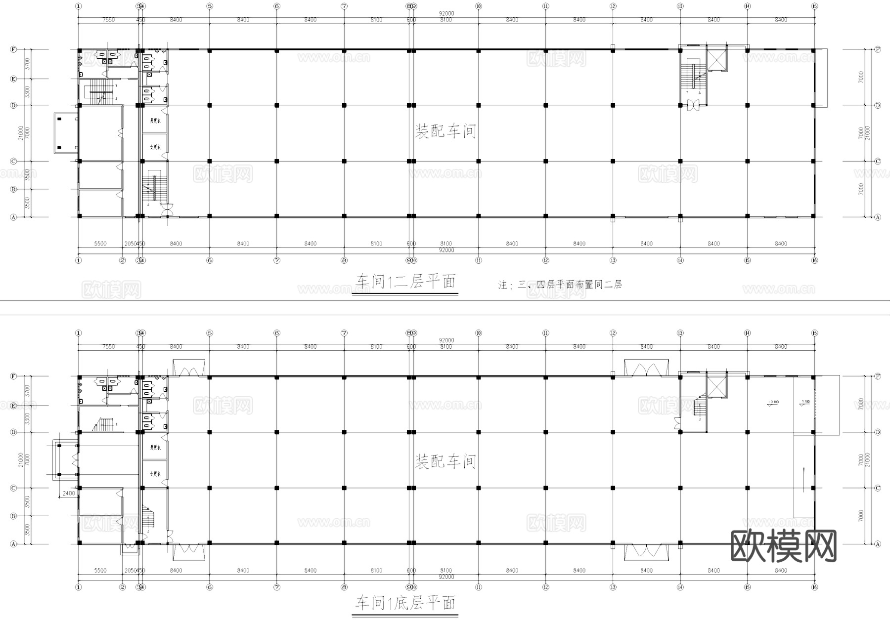 装配检验车间工业建筑CAD施工图cad施工图cad施工图