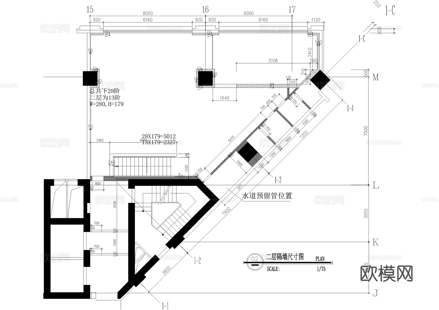 茶馆 二层茶室茶吧会所 平面系统图 茶楼cad施工图