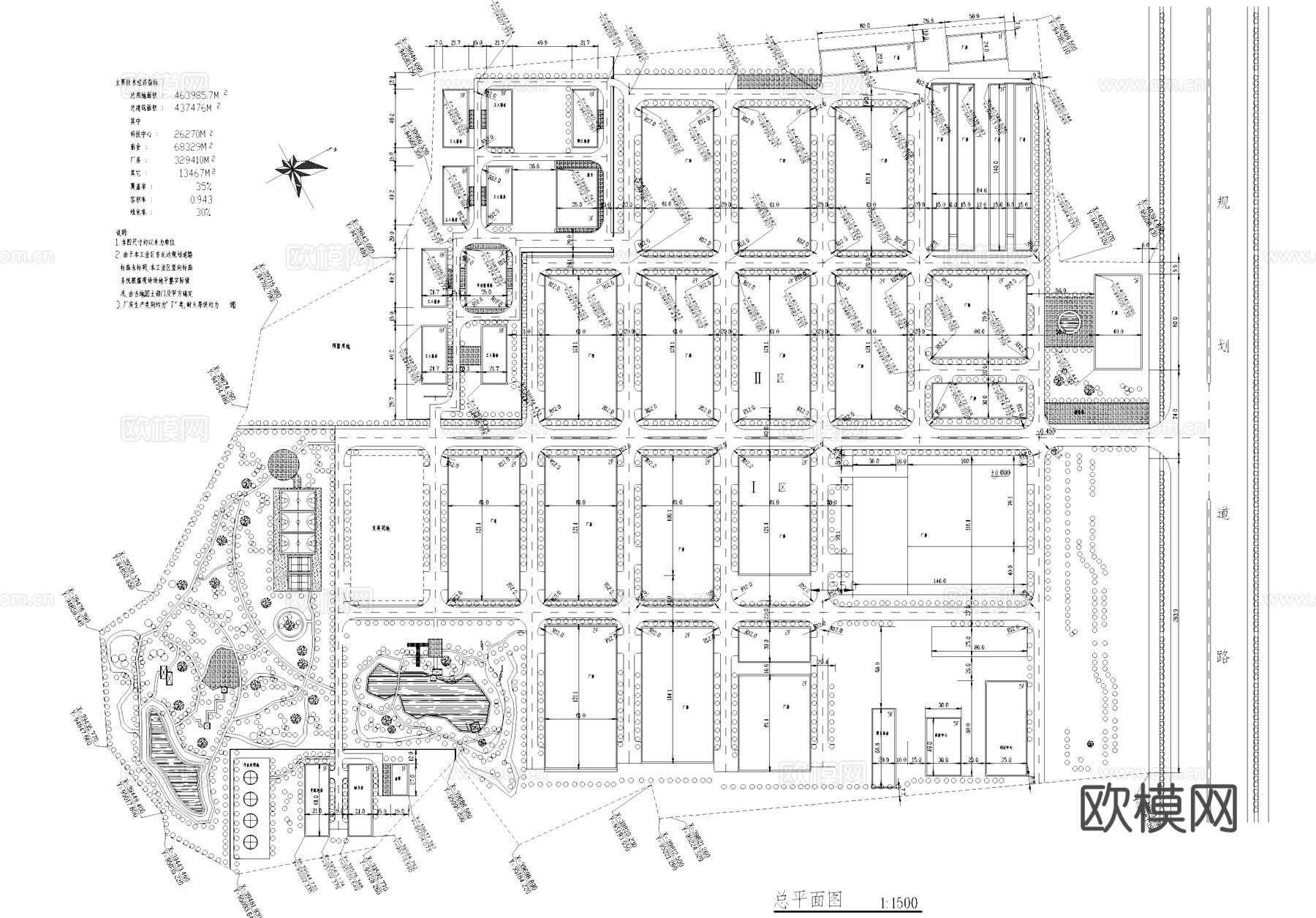 丁类二级防火工业厂区平面CAD施工图cad施工图