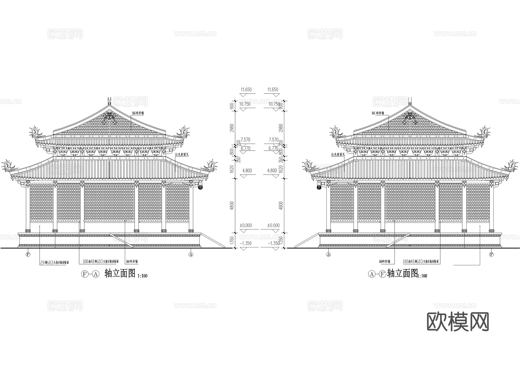 寺庙 道观大殿仿古建筑 重檐歇山顶cad施工图cad施工图