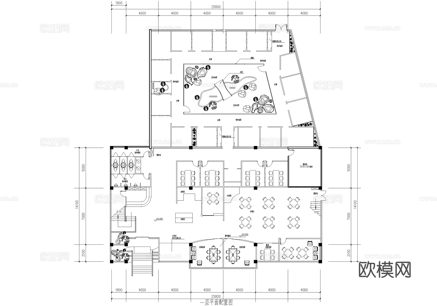 茶馆 二层茶室茶吧会所 茶楼cad施工图