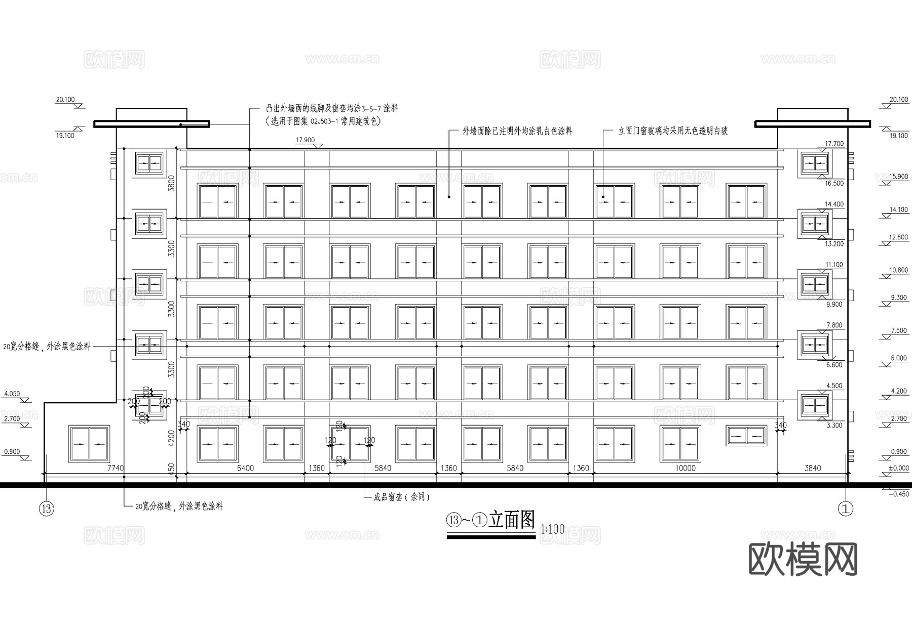 五层车间厂房工业建筑CAD施工图cad施工图