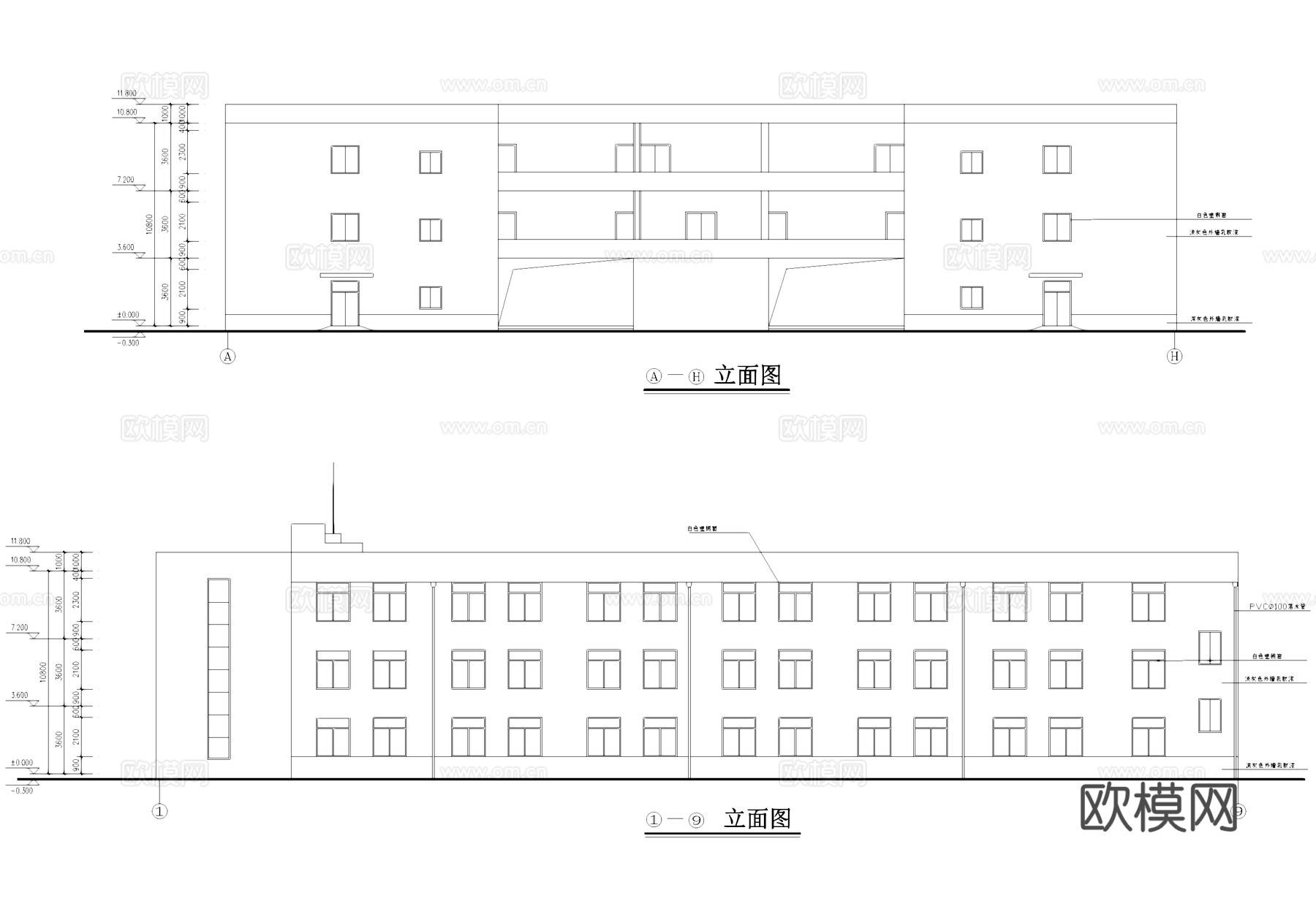 丙级工业厂房办公建筑CAD施工图cad施工图