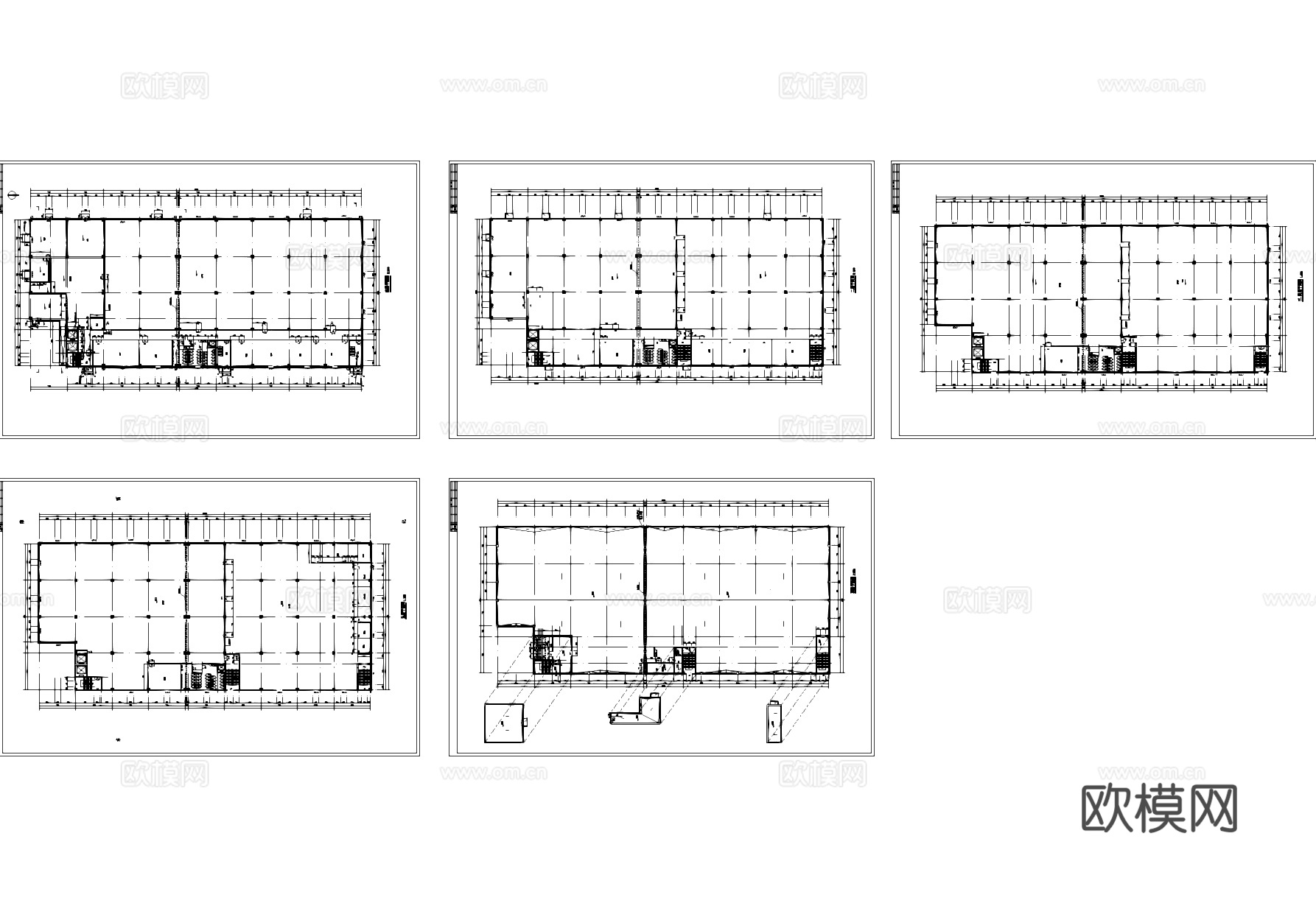 五层生产车间工业建筑平面图CAD施工图cad施工图