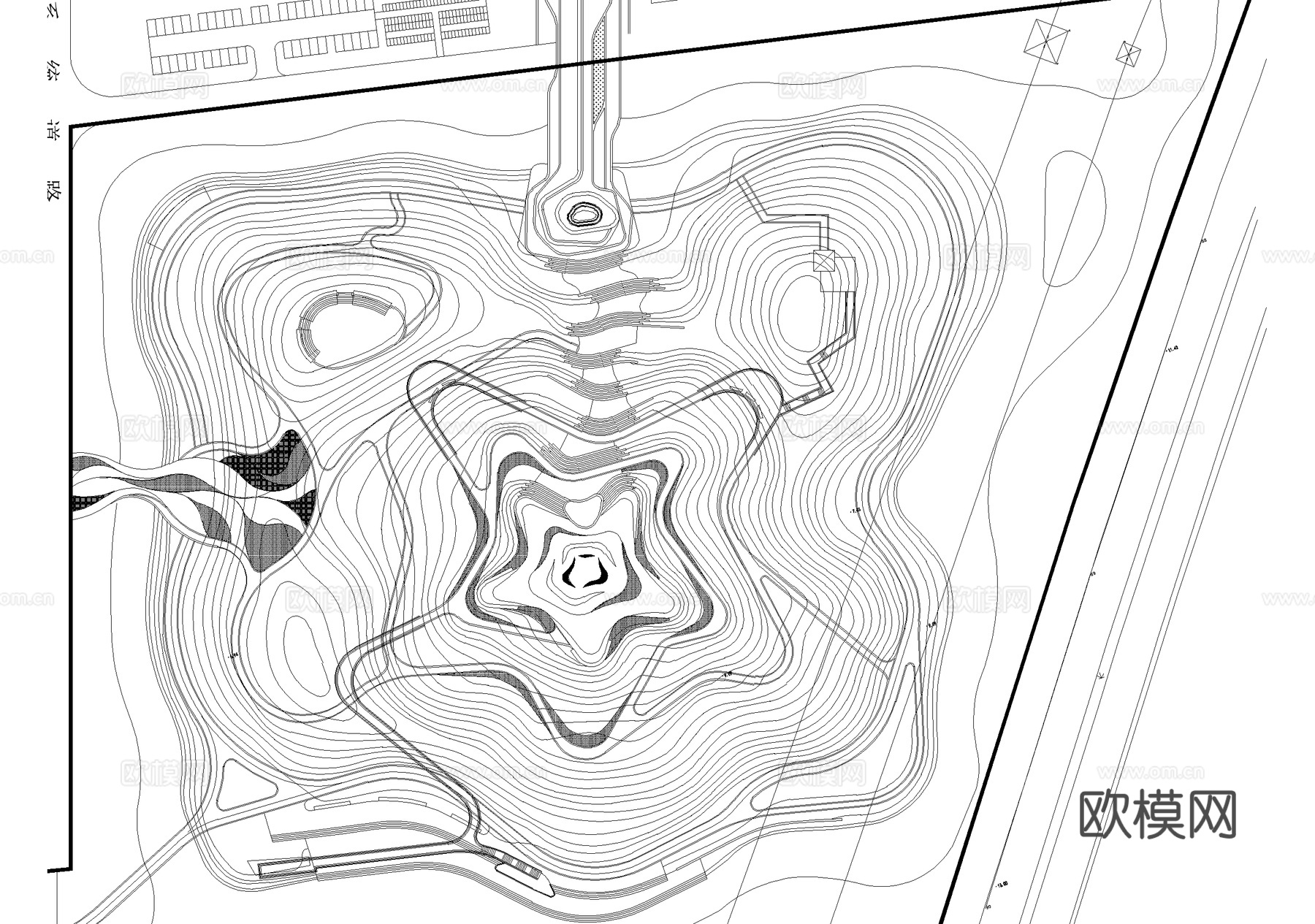 滨水公园 规划总平面图cad施工图