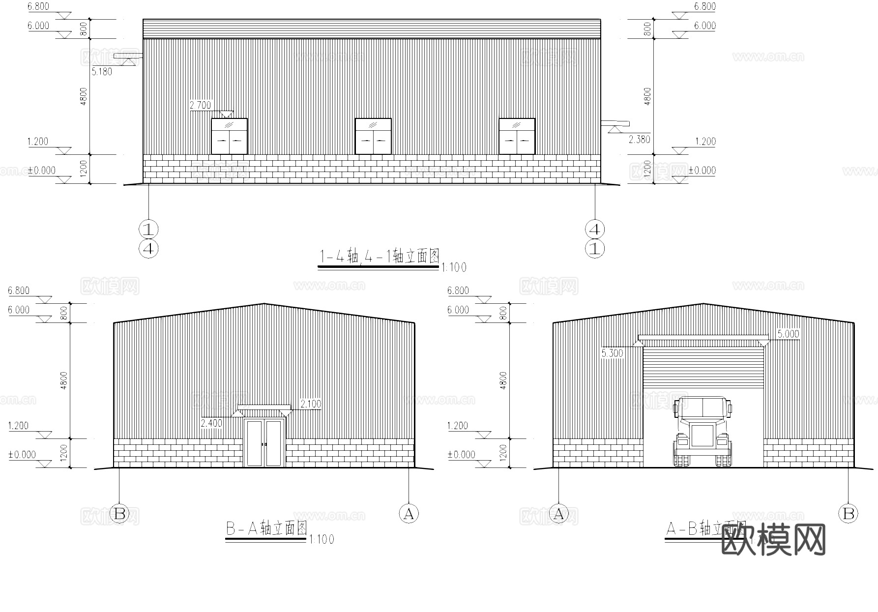 钢结构发电机房工业建筑结构CAD施工图cad施工图