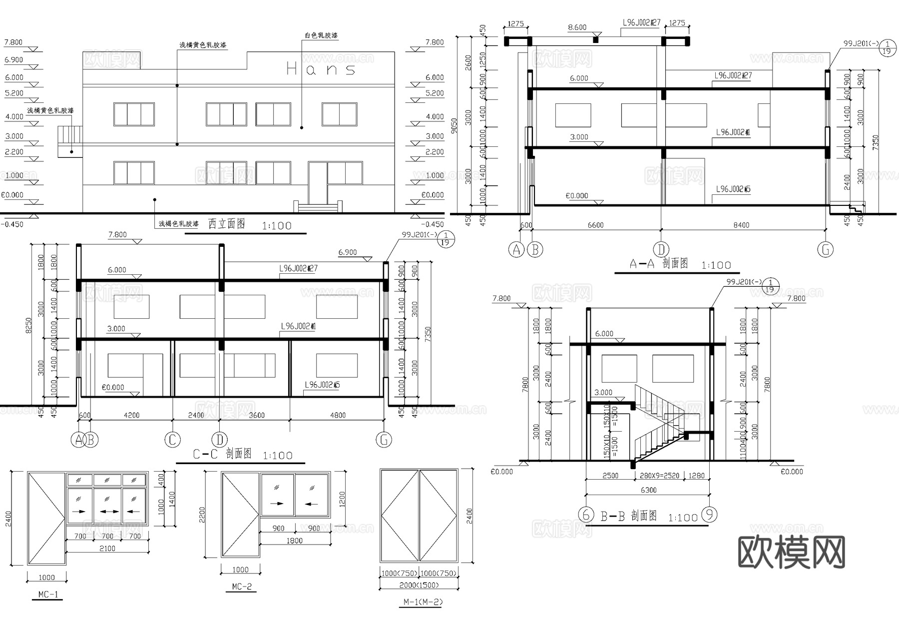 二层车间厂房办公楼综合楼工业建筑cad施工图
