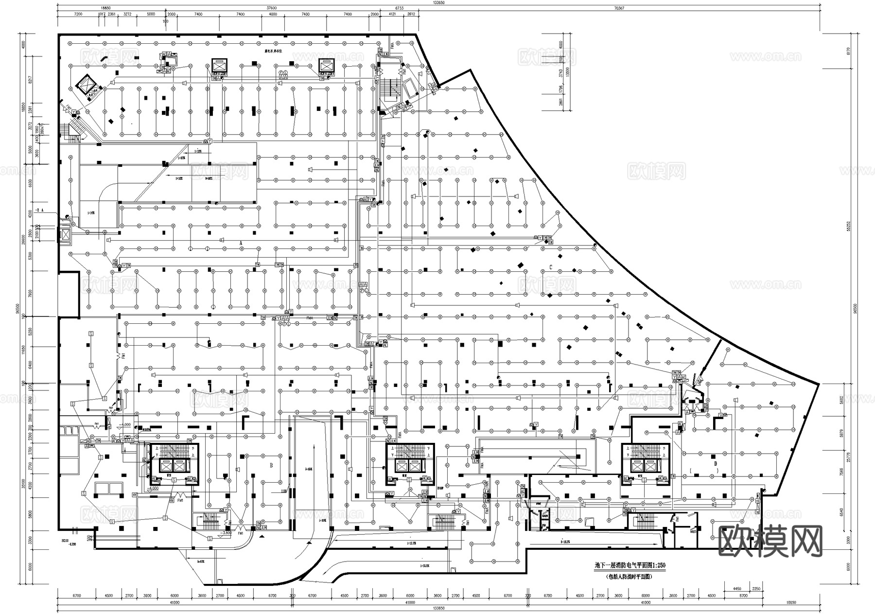 地下层消防电气平面图 报警器消防图 烟感消防图 系统图cad施工图